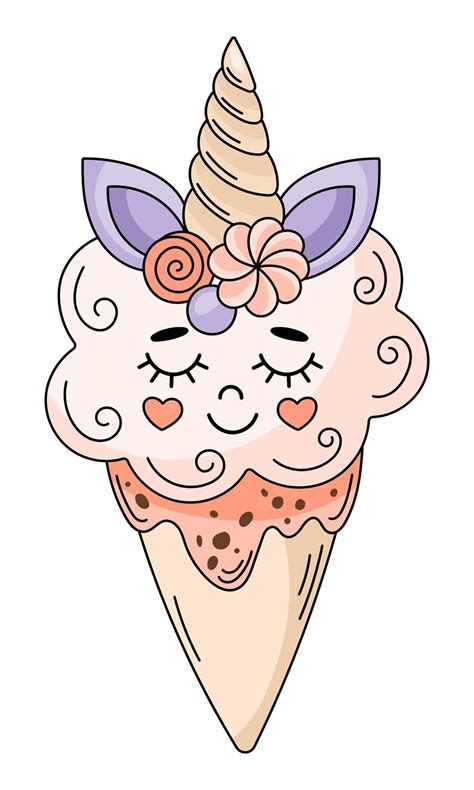 Premium Vector Cute Unicorn Ice Cream Character Clipart Cartoon Ice