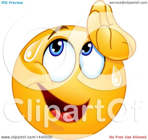 Clipart Of A Cartoon Yellow Emoji Smiley Face Emoticon Wiping Sweat