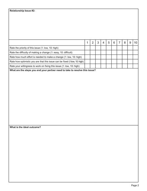 Relationship Problem Solving Worksheet Editable Fillable Printable