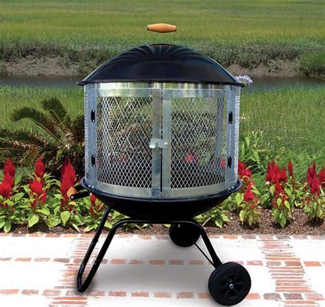 This fire pit features a black finish, drop in wood look tiles and classic lattice side panels that will easily complement your favorite patio chairs. Backyard Creations™ 28" Portable Fire Pit | Portable fire ...