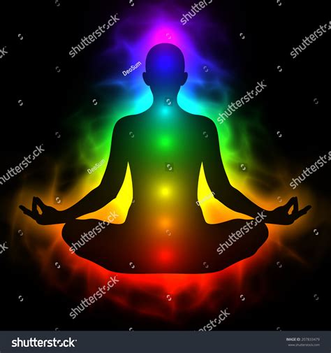 Human Energy Body Aura Chakra In Meditation Stock Photo 207833479