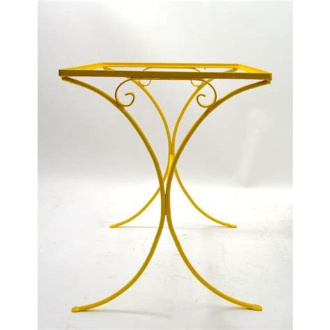 Black wrought iron table w three chairs patio garden dining table outdoor vntge. Wrought Iron Patio Side Table Attributed to Salterini | Chairish