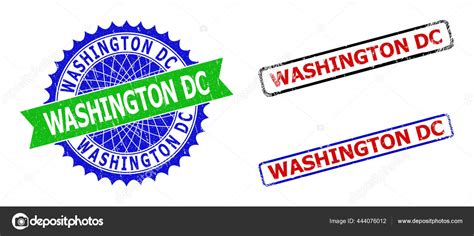 Washington Dc Rosette And Rectangle Bicolor Seals With Scratched