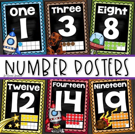 Number Posters Signs 0 20 Ten Frames Outer Space Theme