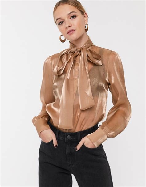 glamorous relaxed pussybow blouse in sheer organza asos pussy bow blouse pussy bow blouse
