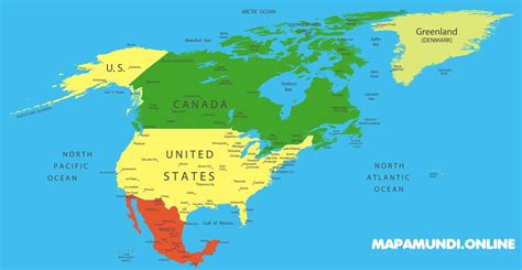 mapa de américa del norte norteamérica político físico para imprimir