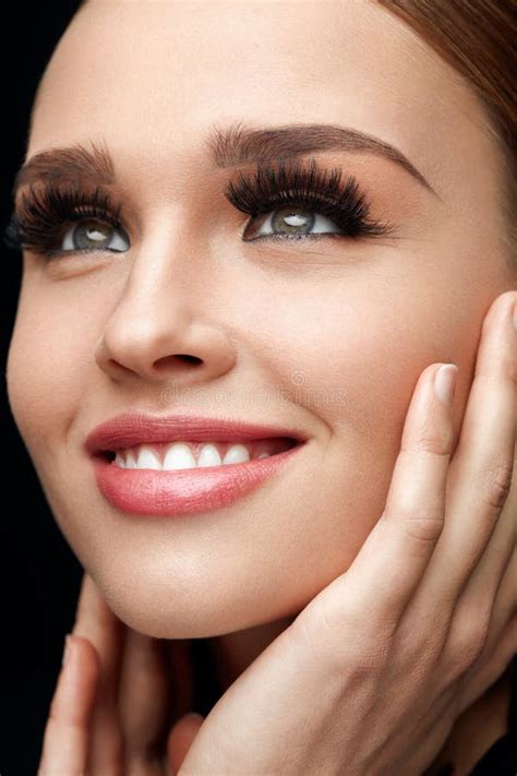 Girl Perfect Makeup And False Eyelashes Beauty Cosmetics Stock Photo