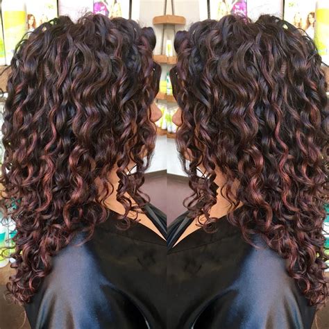 Devacurl Highlights Curly Hair Auburn Balayage Hair Styles