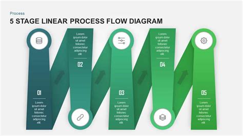 5 Stage Linear Process Flow Diagram For Powerpoint And Keynote