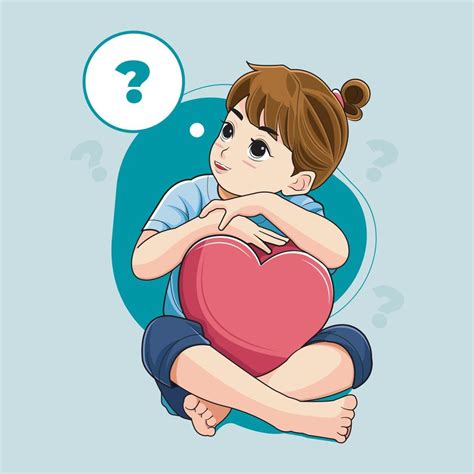 Cute Little Girl Thinking About Something Vector Illustration Pro