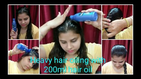 Heavy Hair Oiling With Ml Hair Oil Combing And Braiding Of Long Hair