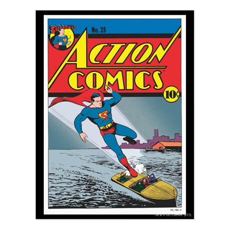 an action comics comic cover with superman flying through the air and riding a surfboard