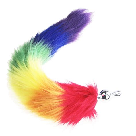 Rainbow Foxdog Tail Metal Furry Anal Plug Sexy Toys Butt Plug Bdsm