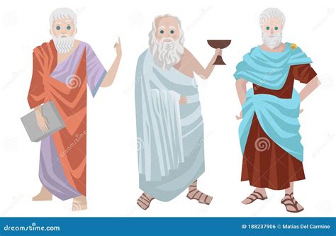 Three Great Greek Philosophers Thinkers Stock Vector Illustration Of