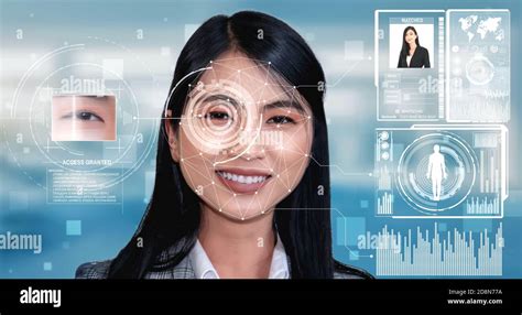 facial recognition technology scan and detect people face for identification future concept