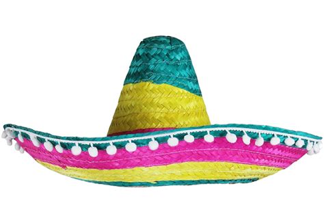Multi Coloured Mexican Sombrero Hat Wild Western Fancy Dress Costume