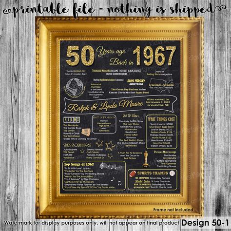 Put the midas touch into your 50th anniversary gift buying with one of the exquisite items included on this list. 50th Anniversary Decoration 50th Anniversary Gifts for