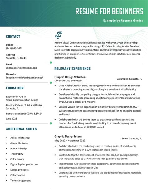 Resume For Beginners Example And Free Download
