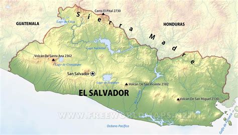 Mapa Físico De El Salvador Geografía De El Salvador