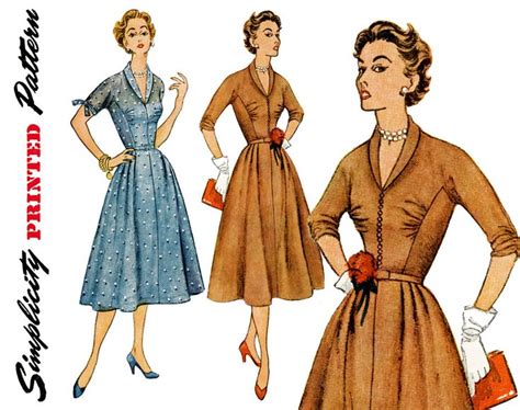1950s Dress Pattern Bust 38 Uncut Simplicity 4300 Fit And Etsy