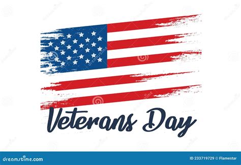 Veterans Day Holiday Banner With American Flag And Stars On The