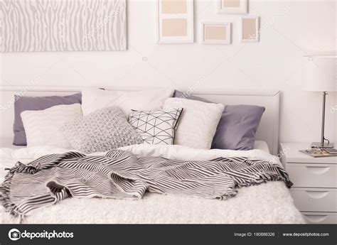 Modern Room Interior Comfortable Bed Stock Photo By ©belchonock 180886326