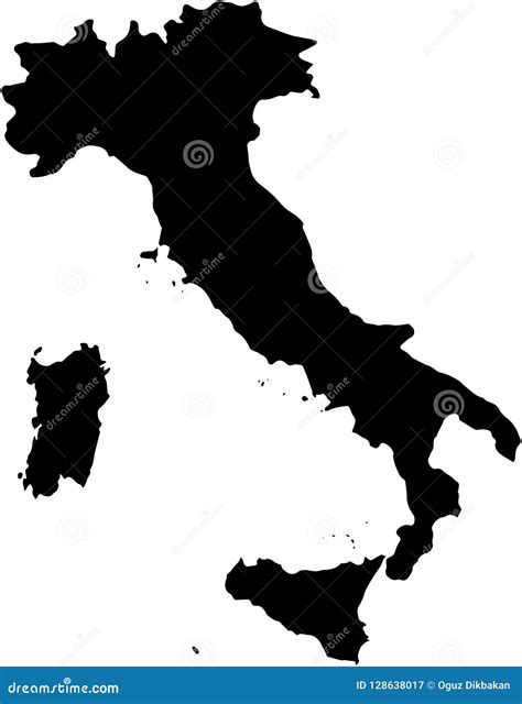 Italy Country Map Illustration Black Stock Vector Illustration Of