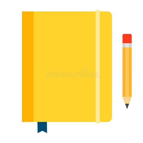 Yellow Diary On Rubber Band Vector Icon Flat Isolated Stock Vector