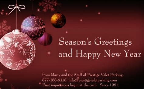 Prestige Valet Parking Blog: Season's Greetings and Happy New Year