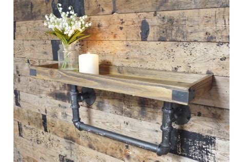 Industrial Wood And Pipe Shelf
