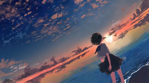 Anime Girl At The Beach Sunset Telegraph