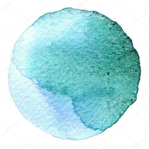 Green Circle Painted With Watercolors Isolated On A White Background