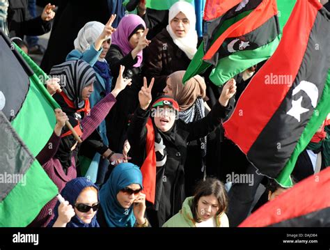 Libyan Women Demonstrate Aginst Muammar Gaddafi And Turkey In Benghazi