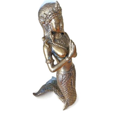 Brass Mermaid Heavy Brass Statue 9 Inch 23 Cm Long Etsy
