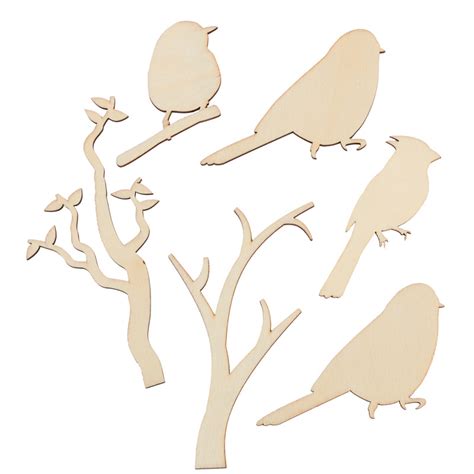 Unfinished Wood Branch and Bird Cutouts - All Wood Cutouts ...