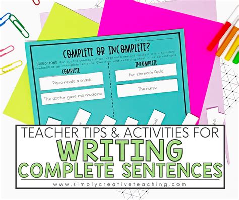 Writing Complete Sentences Teacher Tips And Activities Simply