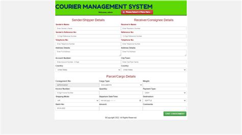 Courier Management System Project In Codeigniter