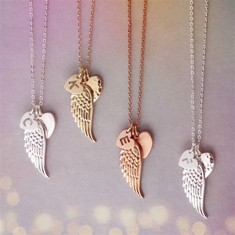 Personalised Angel Wing Charm Necklace By Jands Jewellery