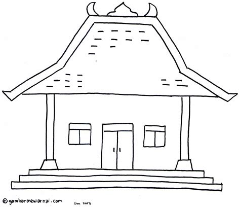 Teras rumah pada rumah adat betawi memiliki ukuran yang sangat luas dan terdiri dari beberapa bale. Gambar Mewarnai Rumah Adat - Gambar Mewarnai