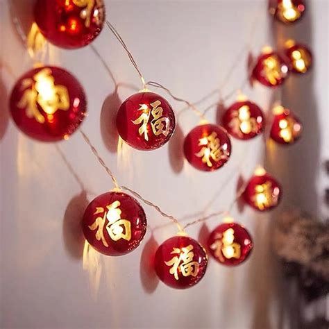 Chinese New Year 2023 Red Lantern String Lights 15m 10leds 3m 20leds