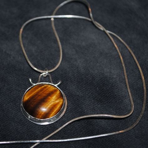 Handmade Tiger S Eye Silver Pendant Necklace By Courtney Reckord