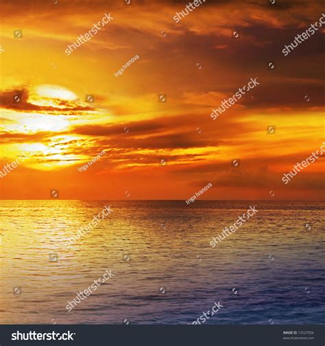Dramatic Sunset Sky Clouds Over Ocean Stock Photo 12527056 Shutterstock