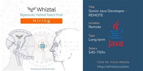 Senior Java Developer Remote Whiztal