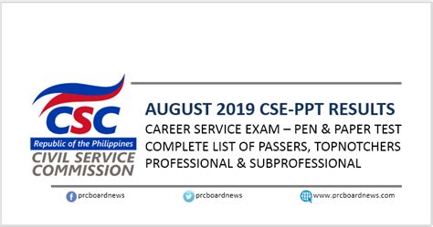 Result August Civil Service Exam Cse Ppt List Of Passers