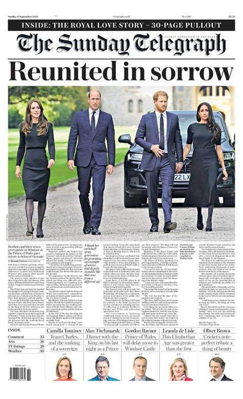 Sunday Telegraph Front Page Th Of September Tomorrow S Papers