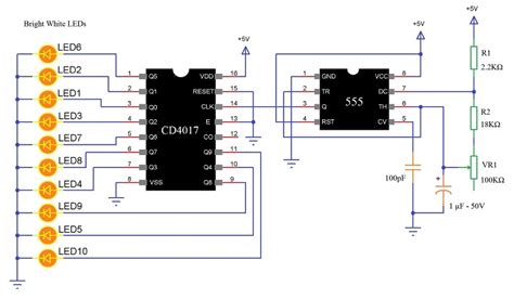 Blinking led circuit using a 555 timer ic. LED Running Lights Circuits