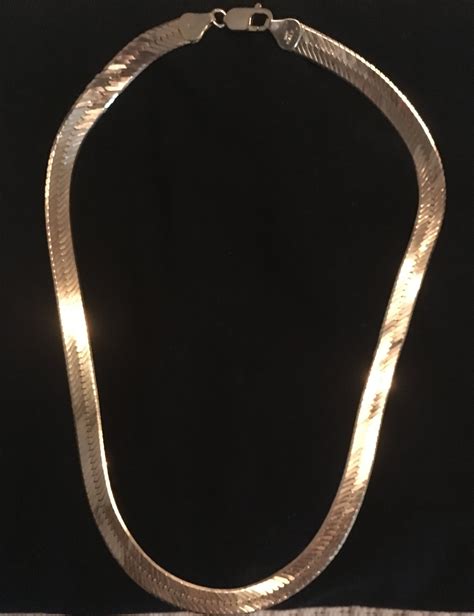 14k Gold Herringbone Necklace Etsy