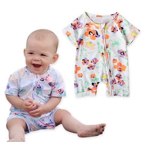 New Brand 2017 Summer Clothes Flower Printing Short Sleeve Rompers Baby