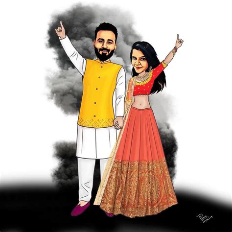 Indian Wedding Couple Caricature By Nikhil Patni Stoned Santa