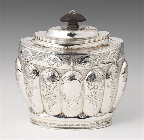 C1799 A London Silver Tea Caddy The Finial Of Wood H 165 Cm Weight